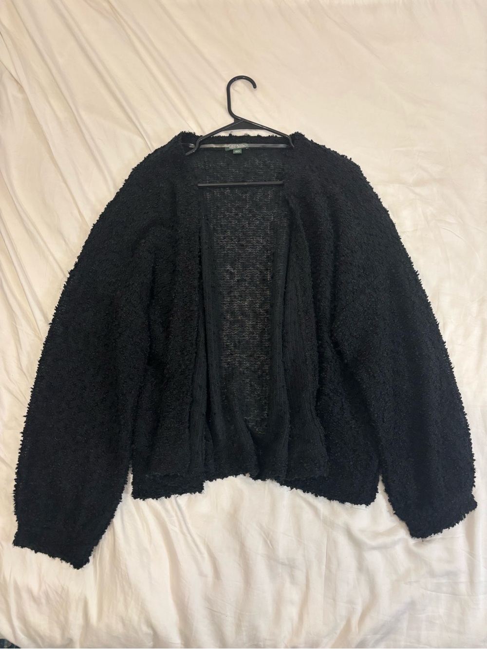 Bundle of Cozy Open-Front Bouclé Cardigan Sweaters - Olive & Black - Picture 5 of 6